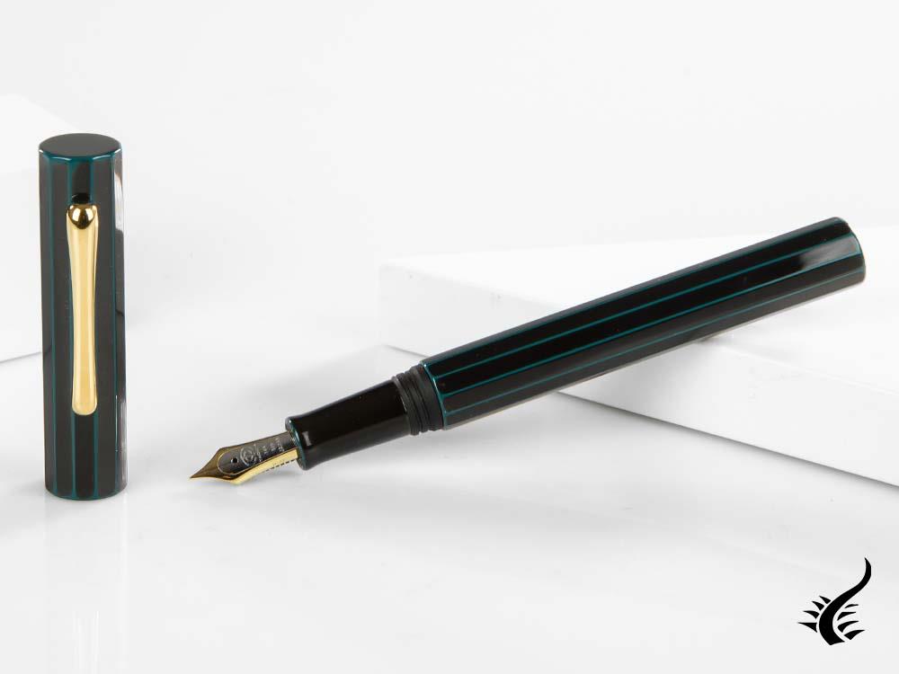 Taccia Kaku-Tate LE Thin Stripe Navy Fountain Pen, Ebonite, Urushi