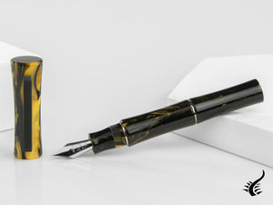 Tibaldi Bamboo Dust Fountain Pen, Black, Palladium trim, BMB-3D395-FP