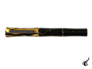 Tibaldi Bamboo Dust Fountain Pen, Black, Palladium trim, BMB-3D395-FP
