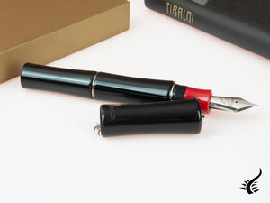 Tibaldi Bamboo Rich Black Fountain Pen, Palladium trim, BMB-237-FP