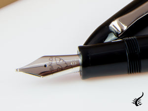 Tibaldi Bononia Rich Black Fountain Pen, Palladium trim, BNN-237-FP