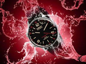 U-Boat Capsoil Doppiotempo Red Rehaut Quartz Watch, SS, Black, 45 mm, 8839