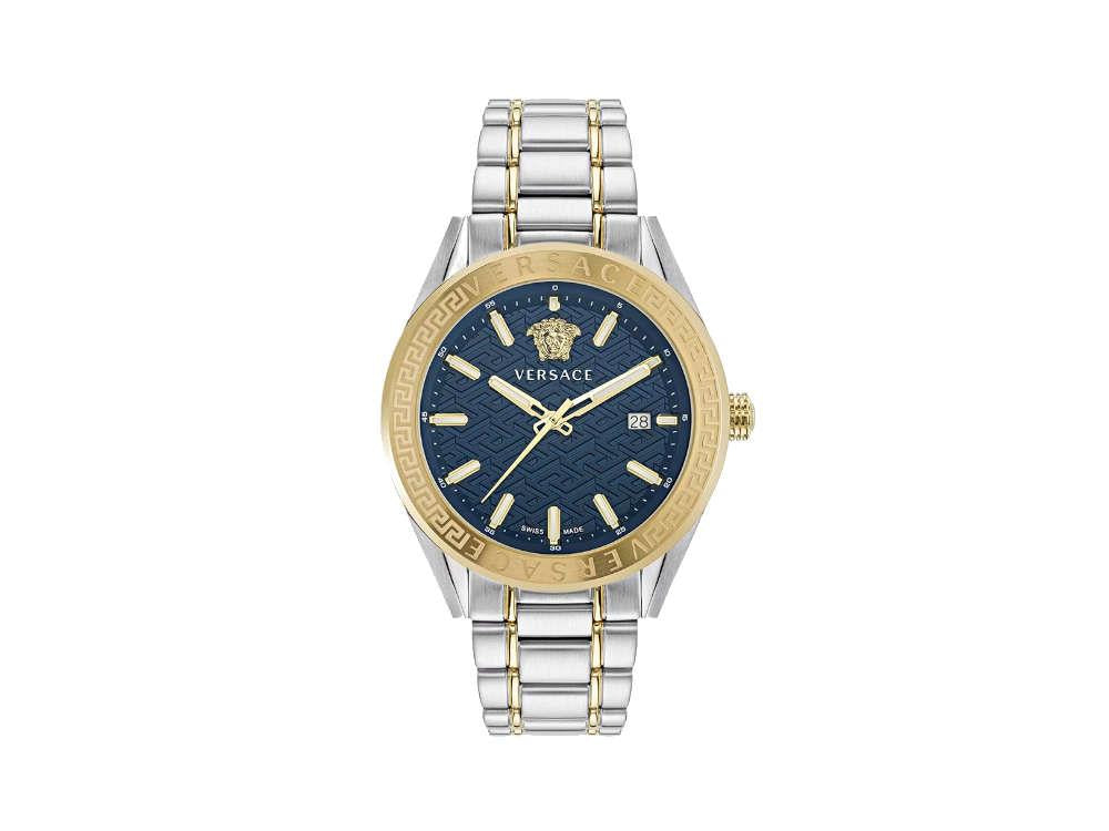 Versace V-Code Quartz Watch, PVD Gold, Blue, 42 mm, Sapphire Crystal, VE6A00523