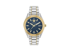 Blue, Gold, VE6A00523 V-Code Watch, Versace PVD Sapphire 42 mm, Quartz Crystal,