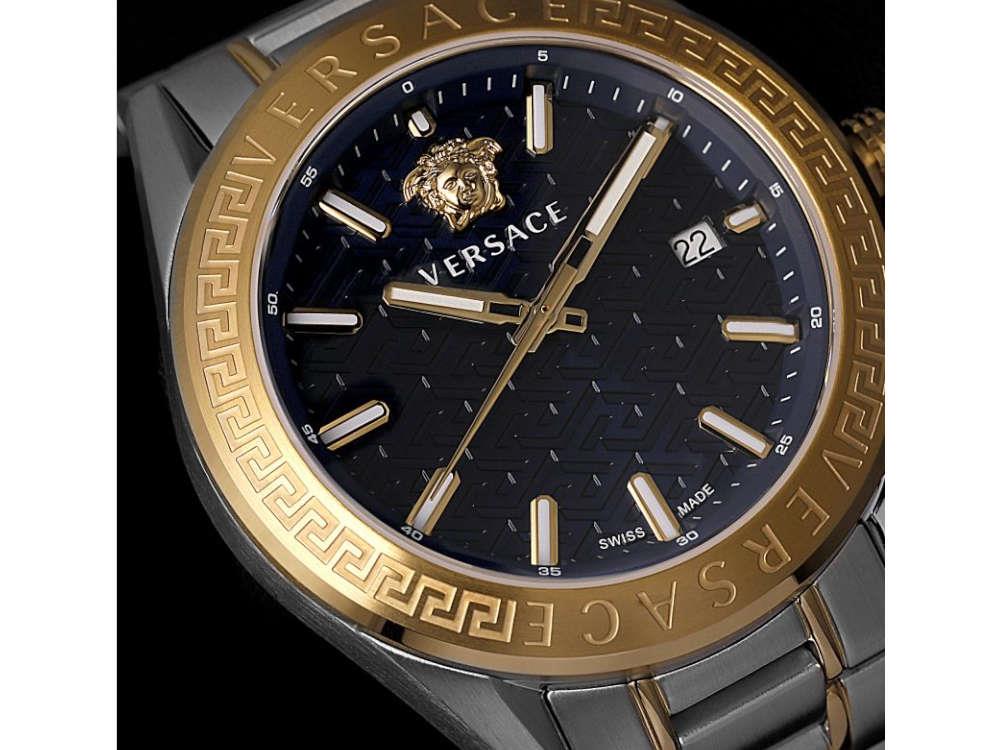 Versace V-Code Quartz Watch, PVD Gold, Blue, 42 mm, Sapphire Crystal, -  Iguana Sell