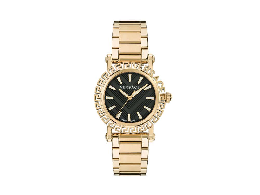 Versace Greca Glam Quartz Watch, PVD Gold, Black, 40 mm, VE6D00323