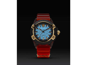 Versace Icon Active Indiglo Quartz Watch, Polycarbonate, Black, 43 mm, VE6E00223