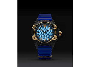 Versace Icon Active Indiglo Quartz Watch, Polycarbonate, Blue, 43 mm, VE6E00323