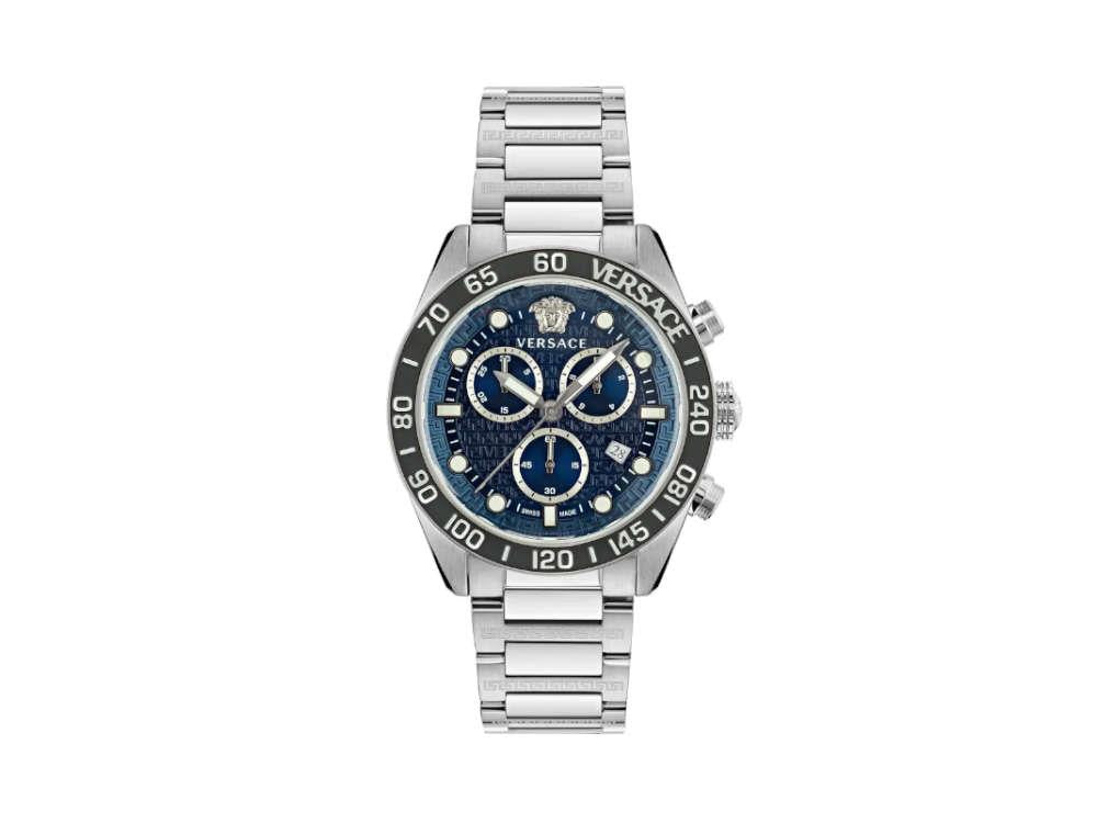 Iguana Watch, Versace - Blue, Greca Crystal, Dome mm, 43 Sapphire Chrono Quartz Sell