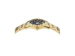 Versace Greca Time GMT Quartz Watch, PVD Gold, Black, 41 mm, VE7C00723