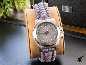 Victorinox I.N.O.X. Ladies Quartz Watch, Stainless Steel, Grey, 37 mm, Paracord