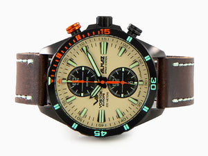 Vostok Europe Almaz Quartz Watch, PVD, Beige, 47 mm, Chronograph, 6S11-320C677