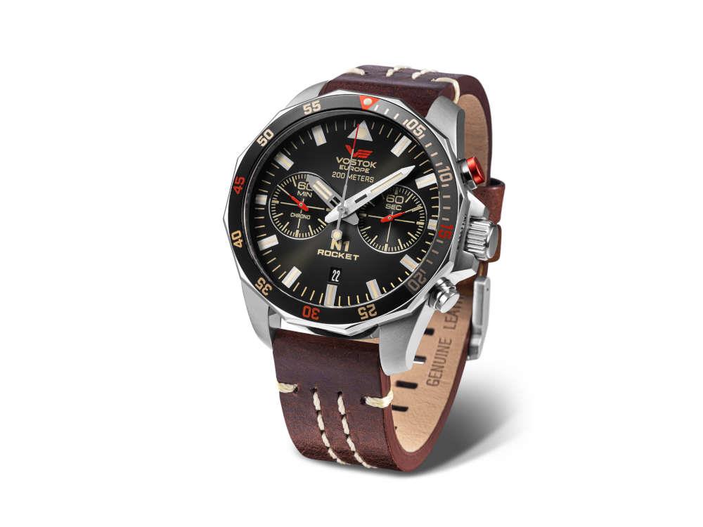 Vostok Europe Rocket N-1 Quartz Watch, Black, 46 mm, Chronograph, 6S21-225A618