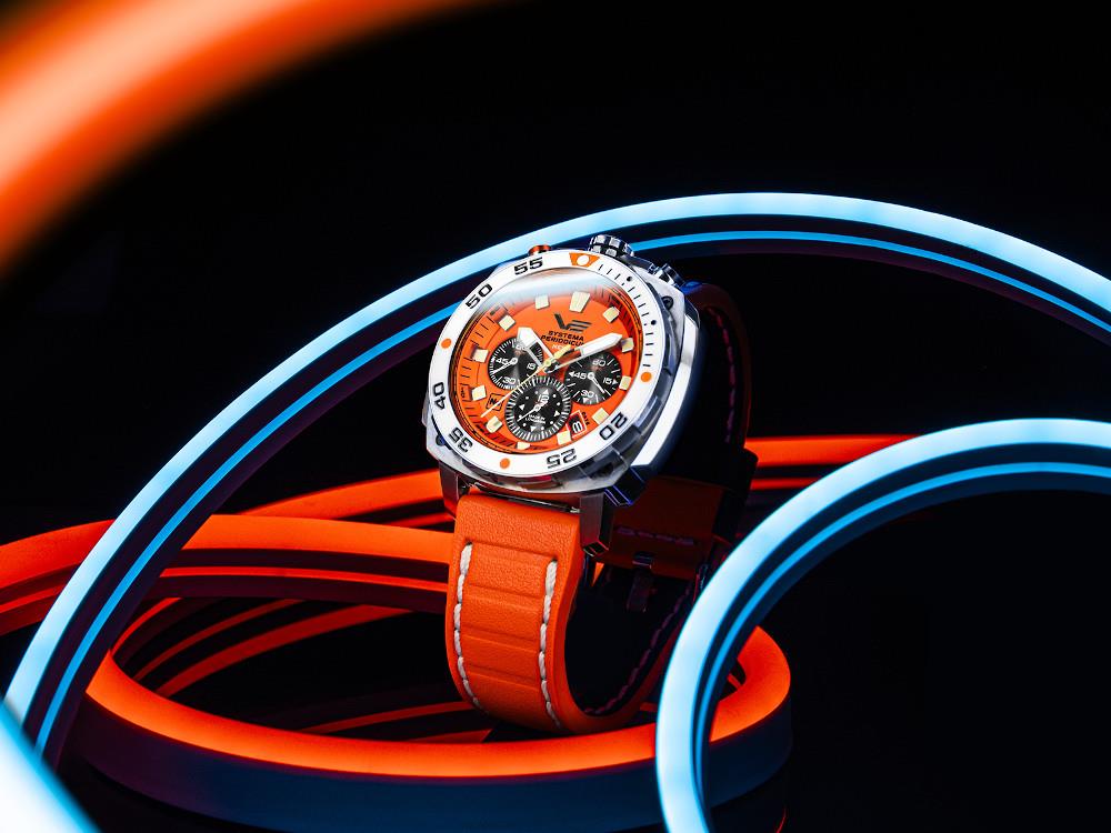 Rubber Strap Neon Orange Watch Vostok Europe Systema Periodicum