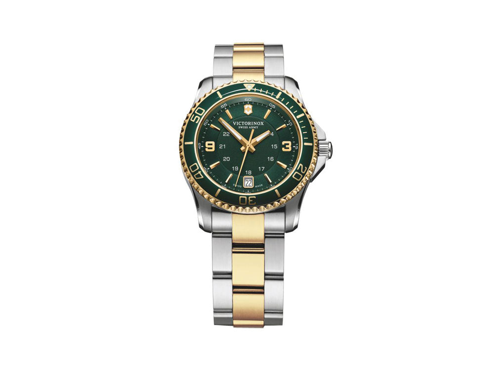Victorinox Maverick Ladies Quartz Watch, Green, 34 mm, Gold PVD, 10 atm, V241612