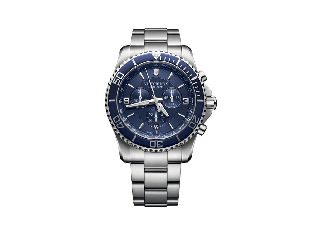 Victorinox Maverick Quartz Watch, Stainless Steel 316L, Blue, 43 mm, Chronograph