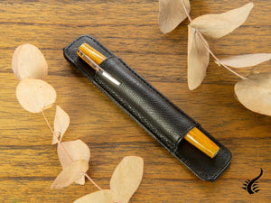 Visconti 1 Pen Case, Leather, Rigid, Zip, Black, KL05-01