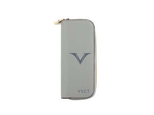 Visconti 4 Pen Case, Leather, Rigid, Zip, Grey, KL08-03