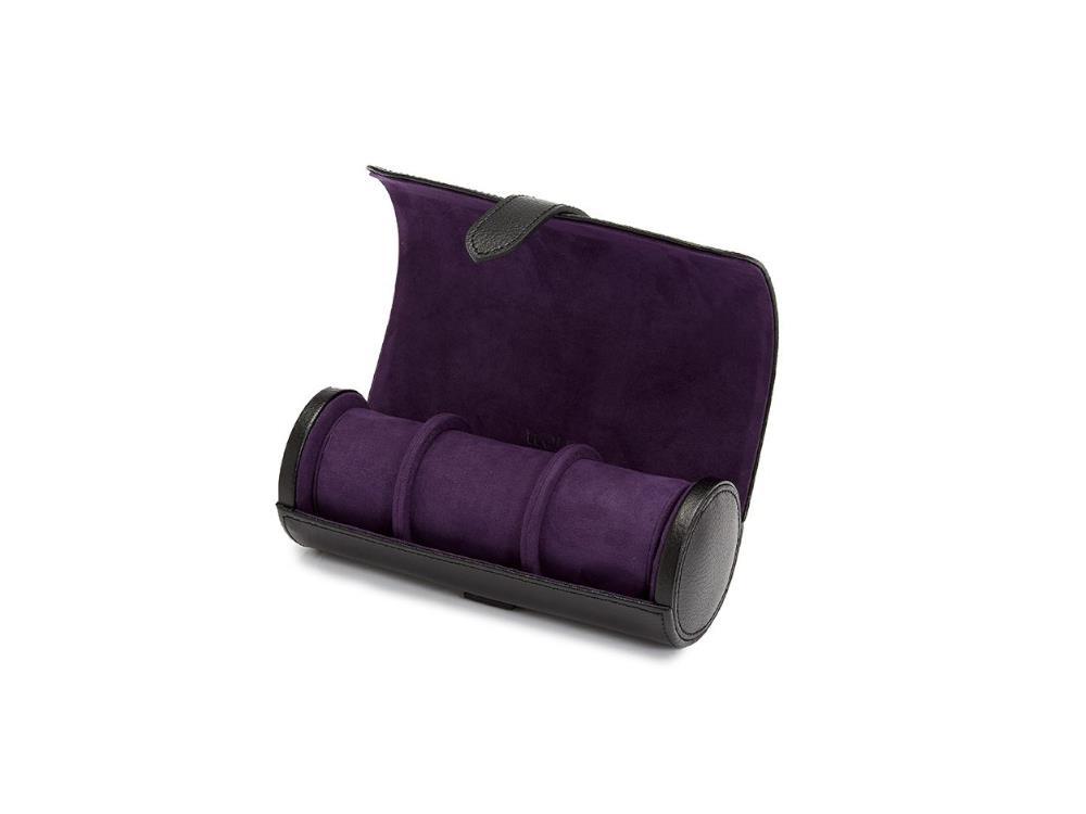 WOLF Blake Watch roll, 3 Watches, Black, Leather, 305028