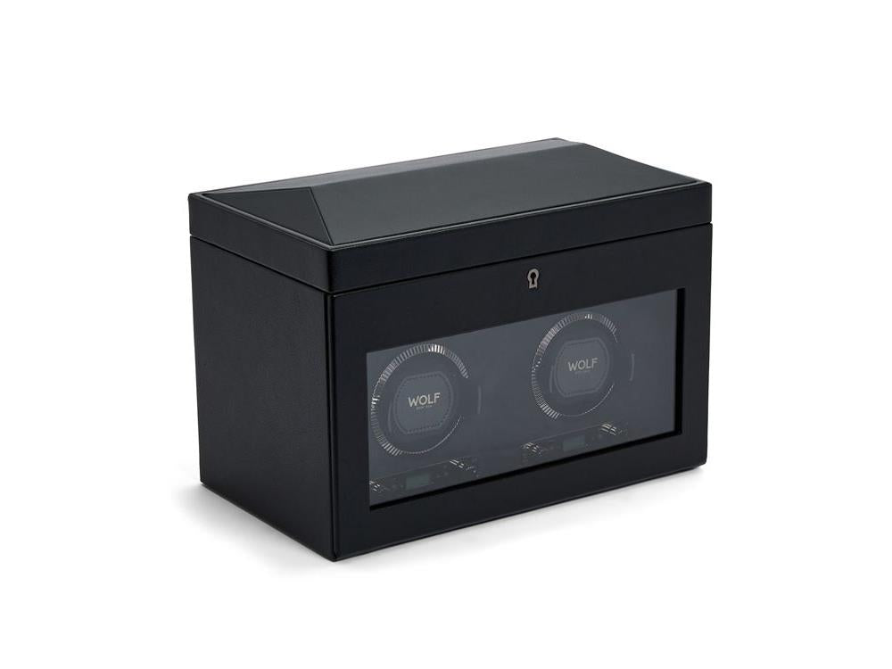 WOLF British Racing Watch winder 2 Watches, Black, 792202