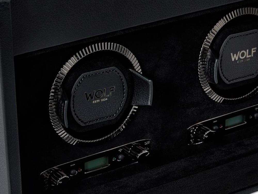 WOLF British Racing Watch winder 2 Watches, Black, 792202