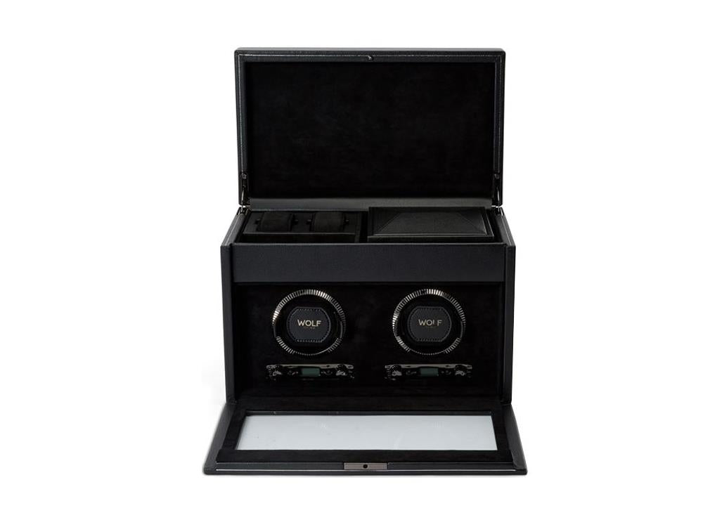 WOLF British Racing Watch winder 2 Watches, Black, 792202