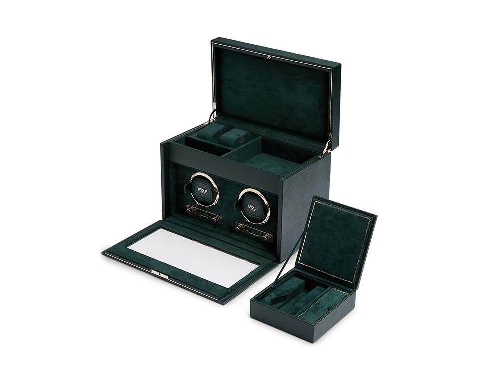 WOLF British Racing Watch winder 2 Watches, Green, 792241