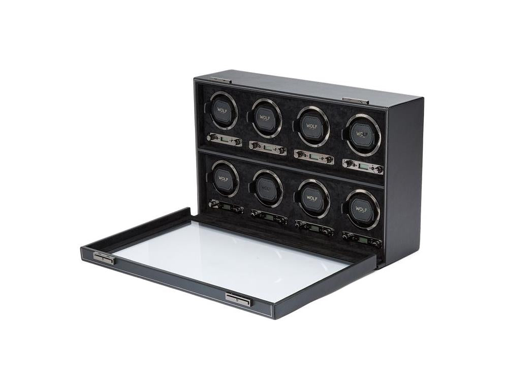 WOLF British Racing Watch winder, 8 Watches, Black, 792502 WOLF