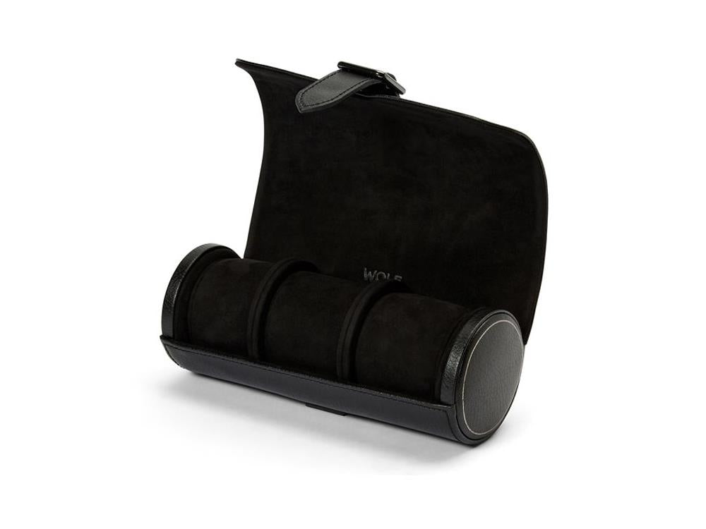 WOLF British Racing Watch roll, 3 Watches, Black, Leather, 792902