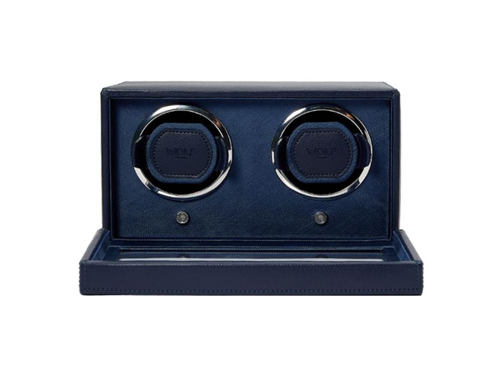 WOLF Cub Watch winder, 2 Watches, Blue, Vegan Leather, 461217
