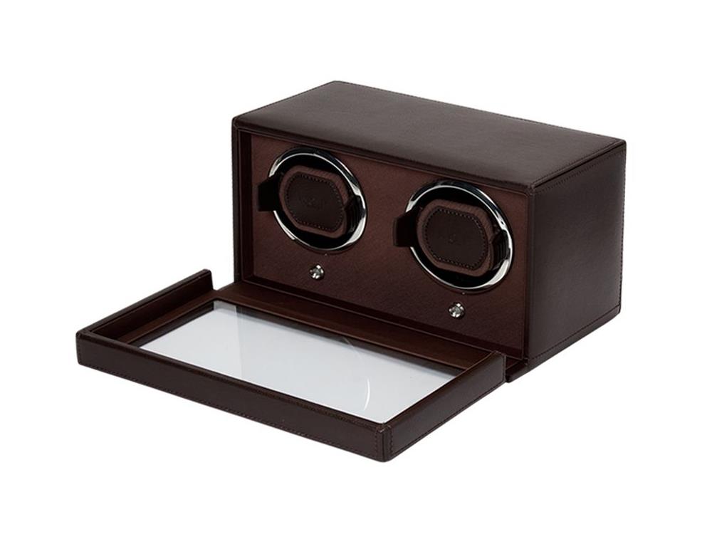 WOLF Cub Watch winder, 2 Watches, Brown, Vegan Leather, 461206