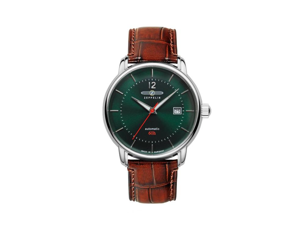 Zeppelin LZ 120 Bodensee Automatic Watch, Green, 40cm, Leather strap, 8160-4