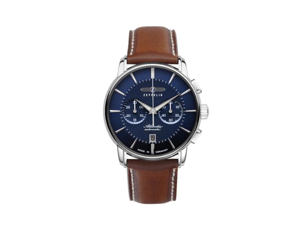 Zeppelin Atlantic Automatic Watch, Blue, 42 mm, Leather strap, 8422-3