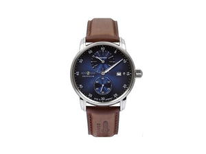 Zeppelin Captain Line Automatic Watch, Blue, 43 mm, Day, Leather strap, 8622-3